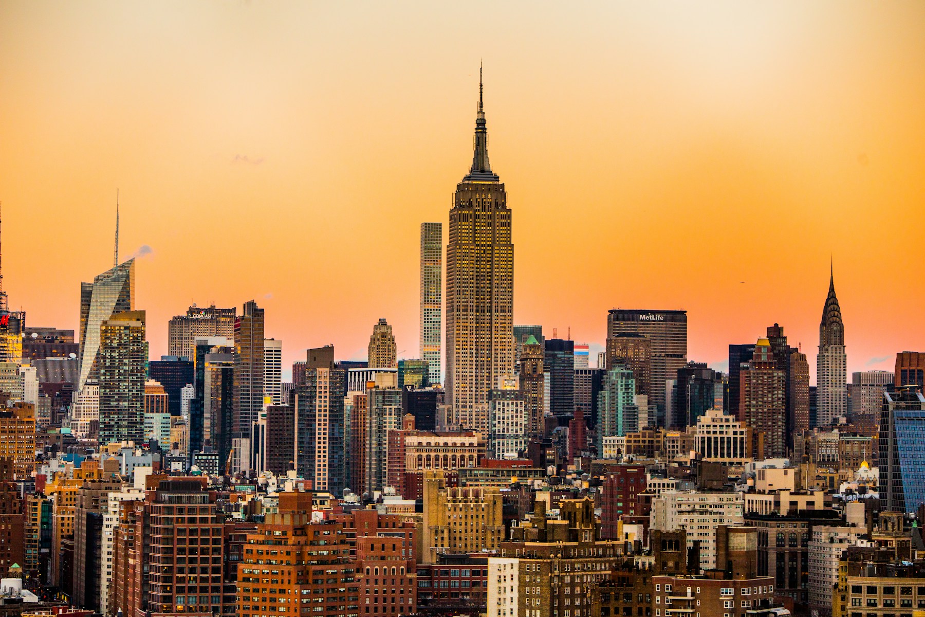 Horizonte de Nueva York al atardecer